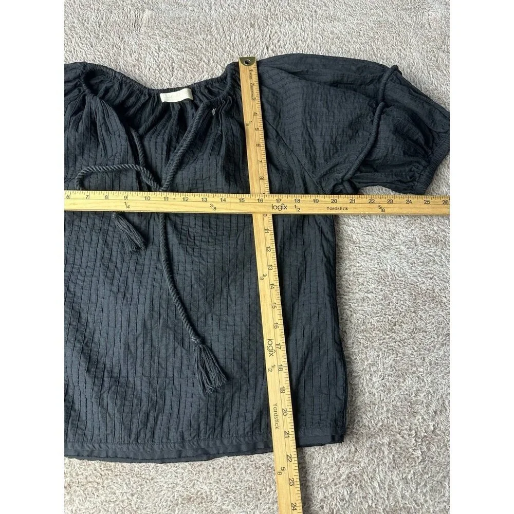 Ulla Johnson Laurenza Blouse Top Solid Pintuck Black Cotton Resort 2